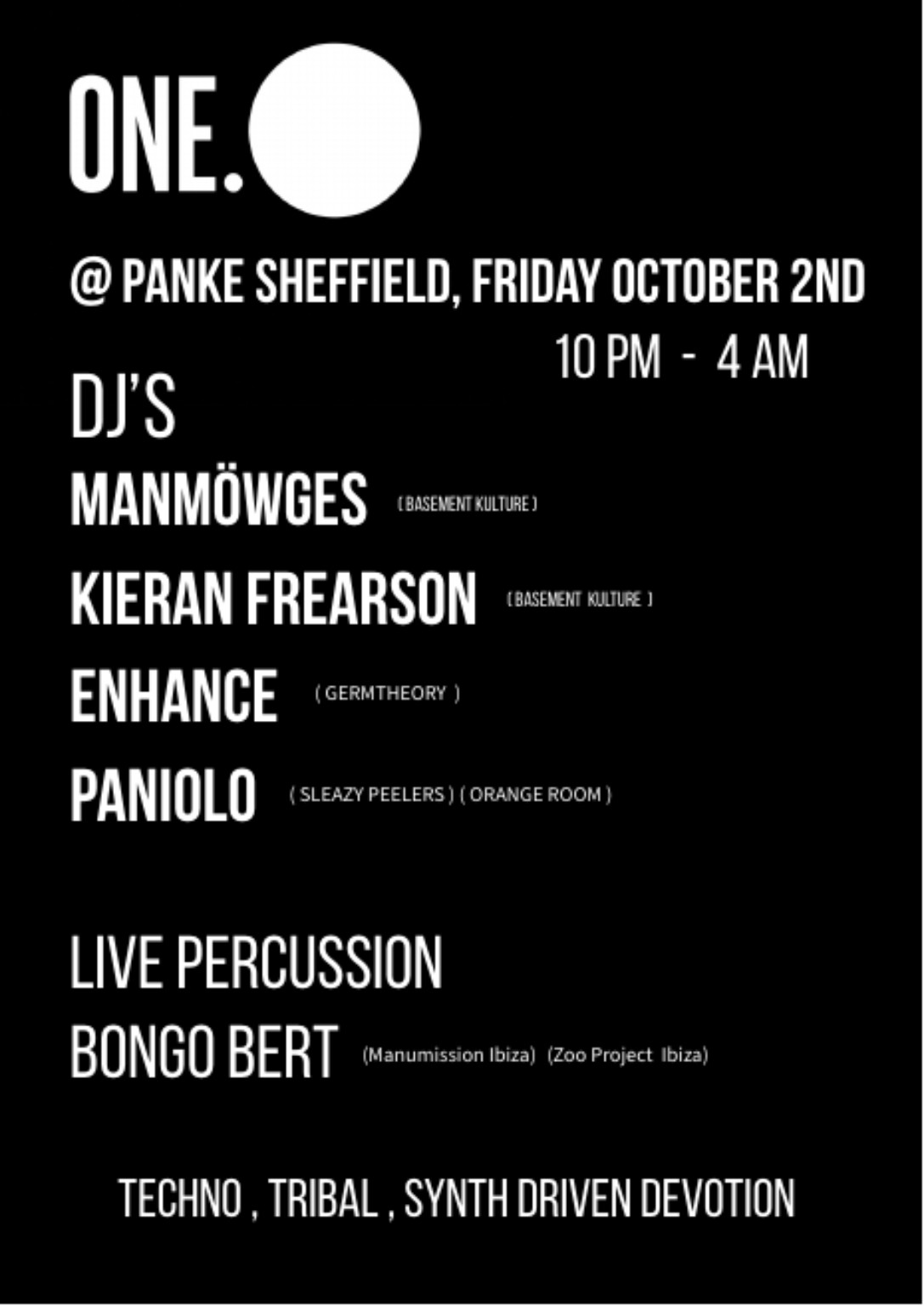 ONE. event poster at Panke Social